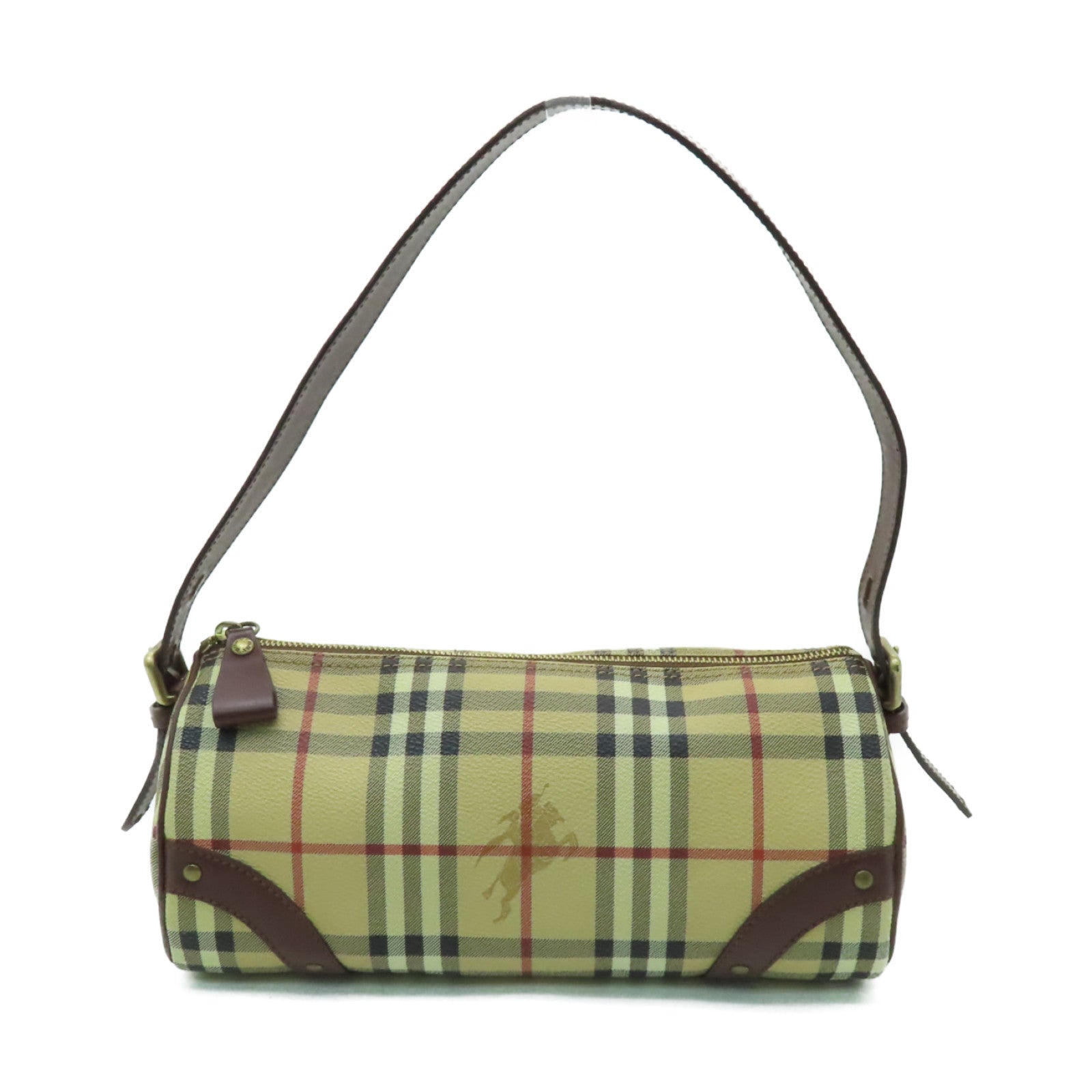 BURBERRY 塗層帆布Shoulder Bag金扣肩背袋啡色