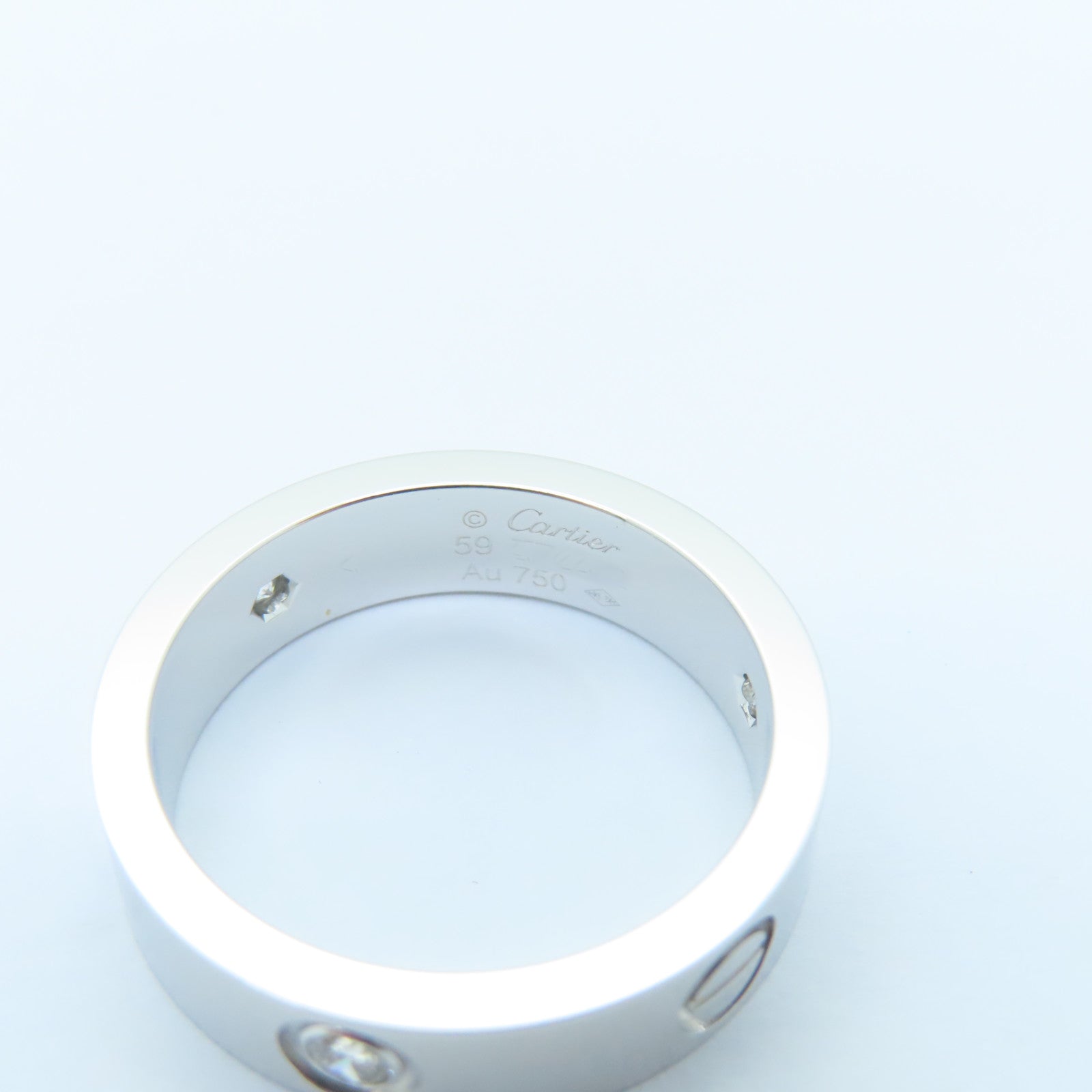 CARTIER 18K White Gold 3 Diamond Love Ring Diamond Ring Cartier#59US#8.75