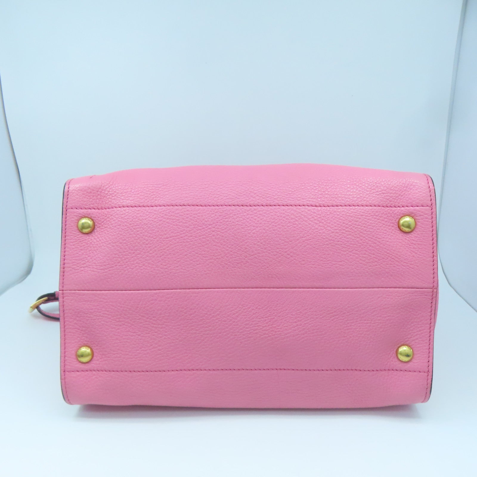 PRADA cowhide leather 2 Way Shoulder gold buckle handle shoulder bag pink