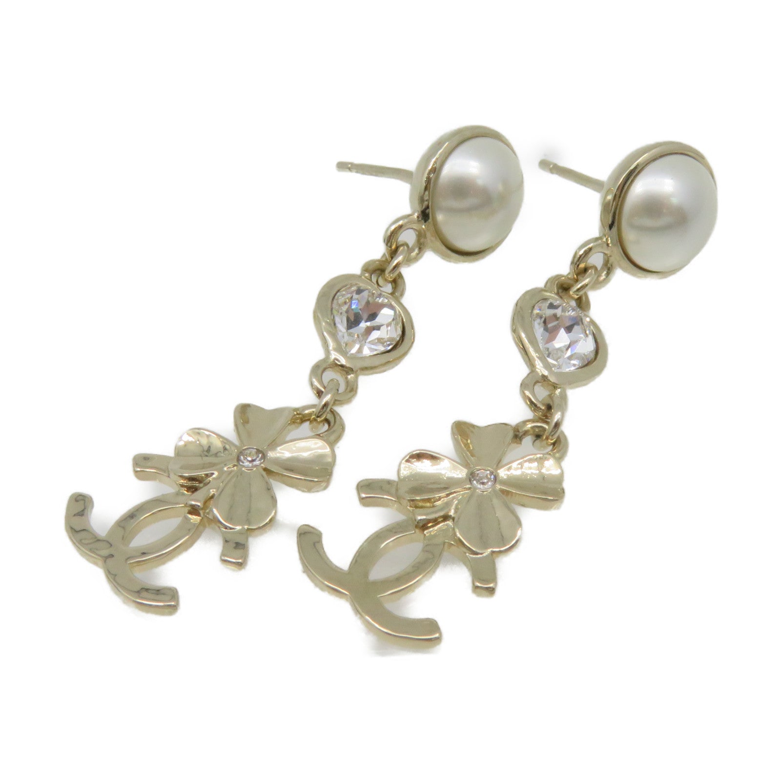 CHANEL 金屬/仿珍珠Earrings耳環金色