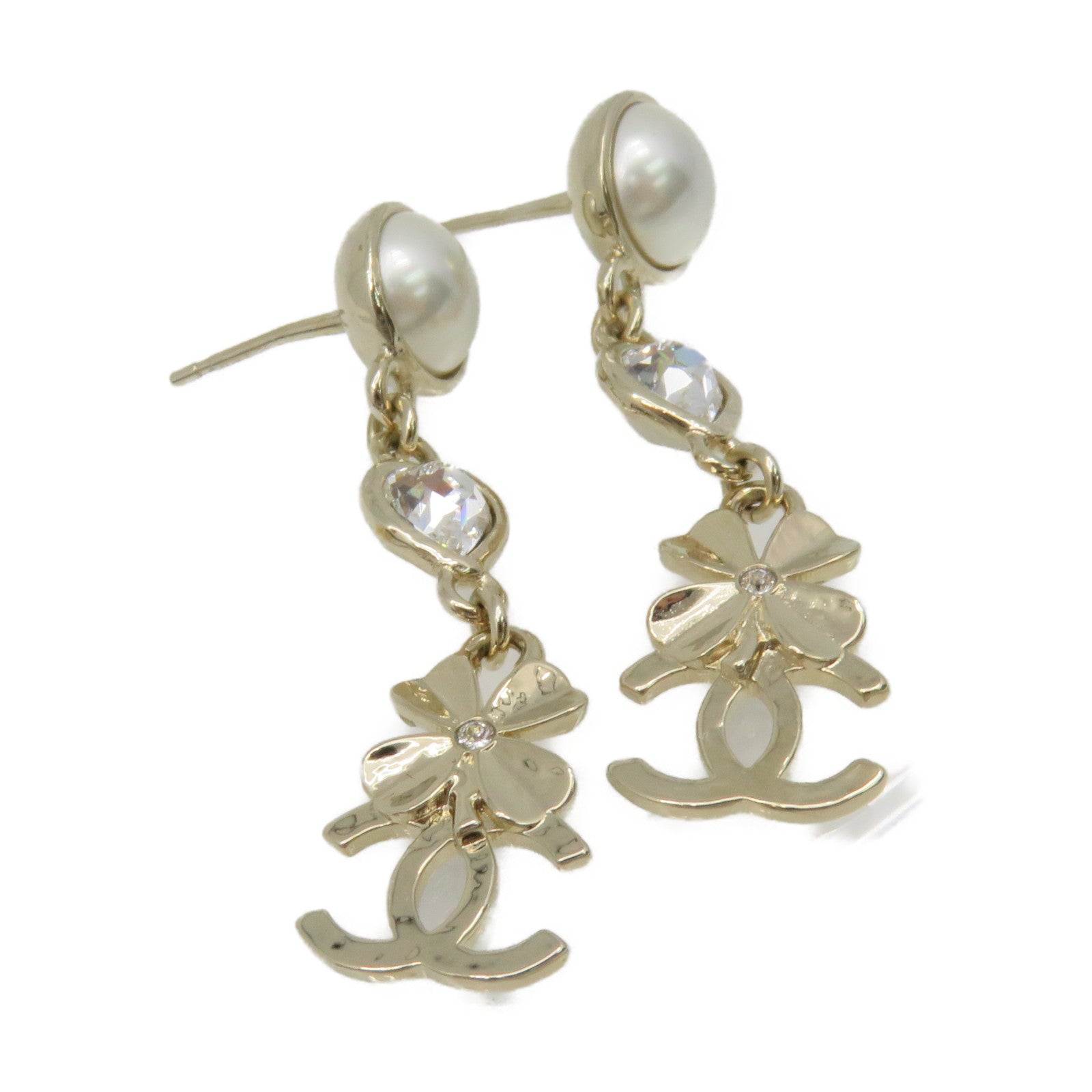 CHANEL 金屬/仿珍珠Earrings耳環金色