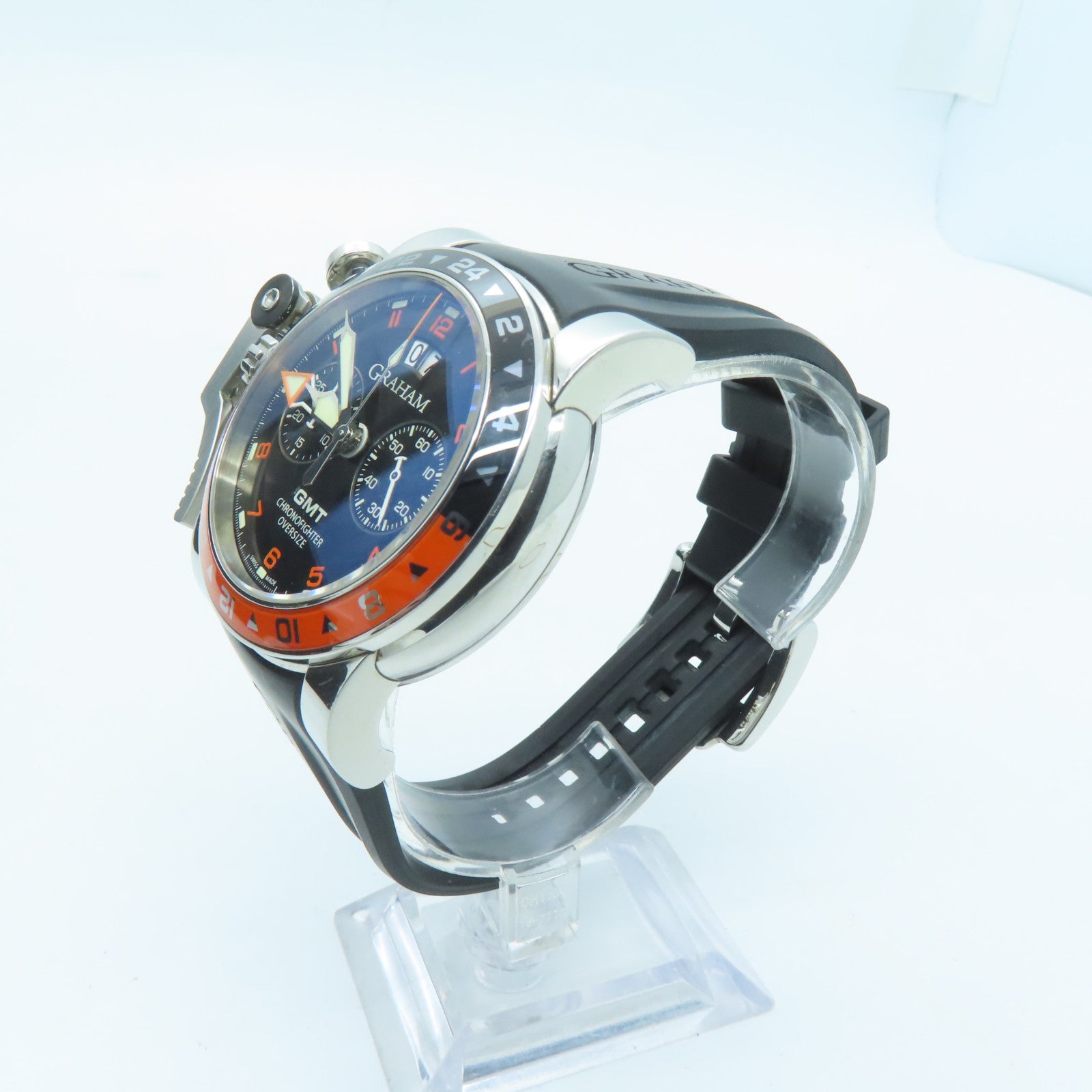GRAHAM Chronofighter Oversize不锈钢/橡胶带黑色