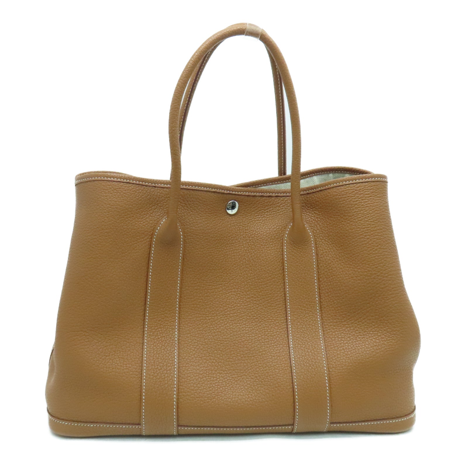 HERMES Negonda Leather Garden Party PM Tote Bag Silver Buckle Gold