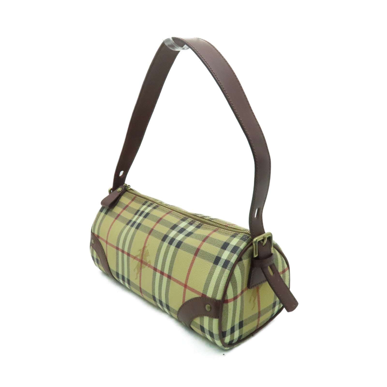 BURBERRY 塗層帆布Shoulder Bag金扣肩背袋啡色