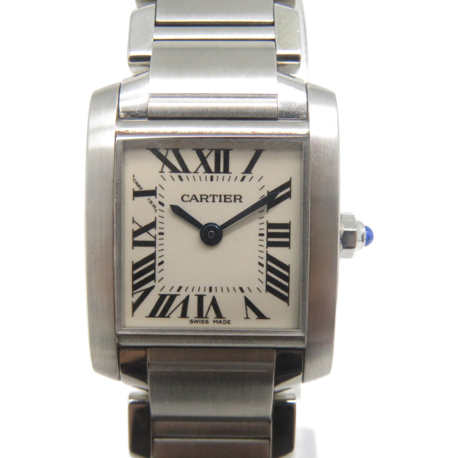 CARTIER Tank Francaise不鏽鋼手錶石英機芯白色