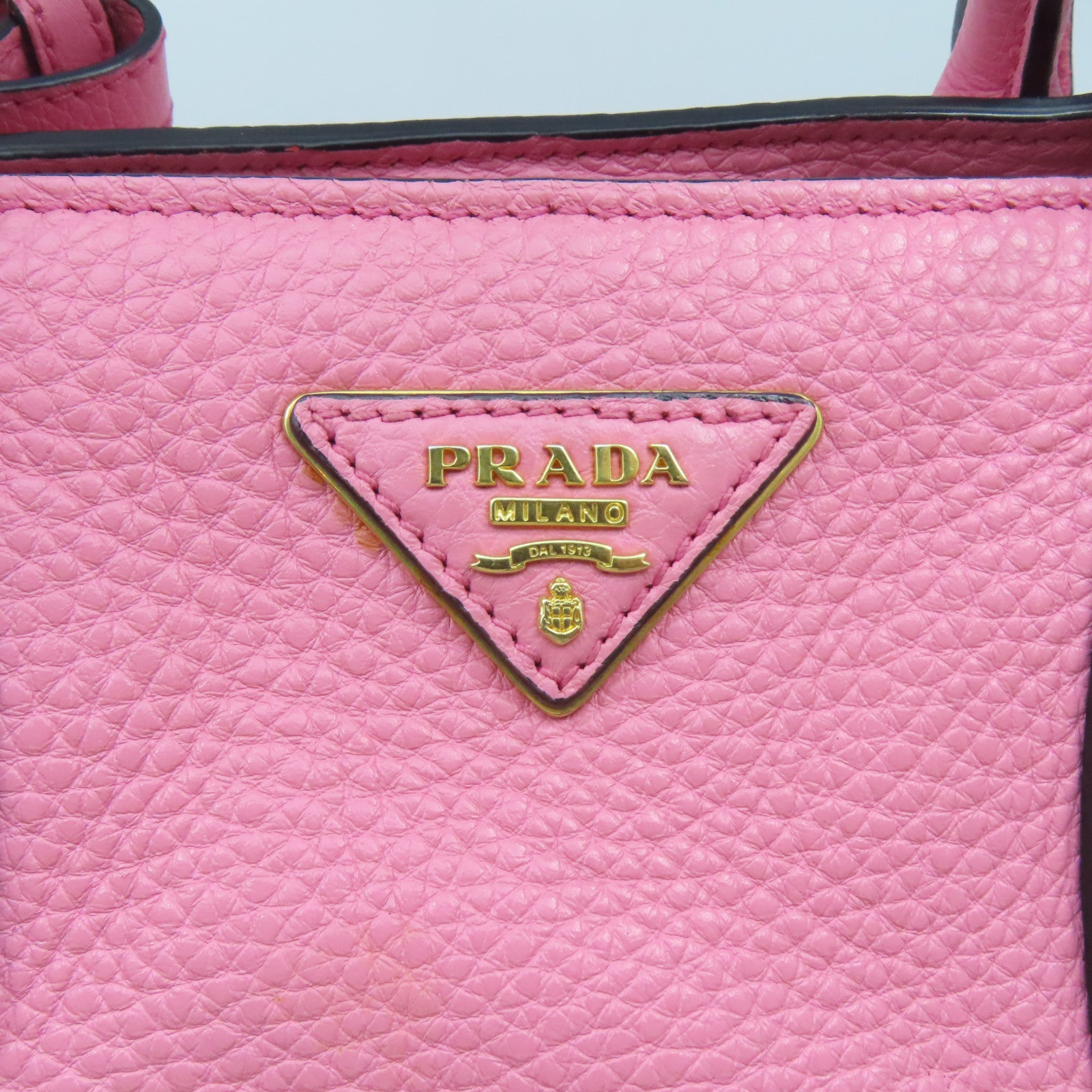 PRADA cowhide leather 2 Way Shoulder gold buckle handle shoulder bag pink