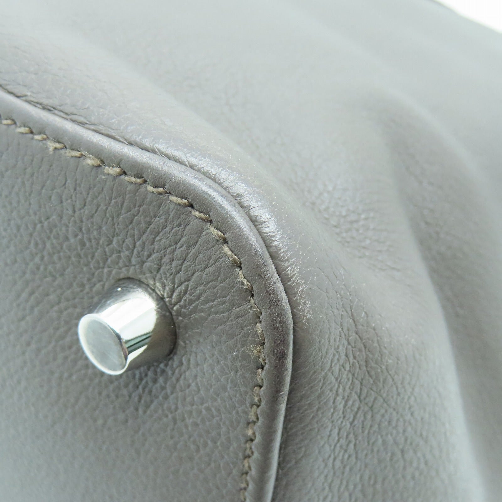 HERMES Evercolor Leather Toolbox 26 Silver Buckle Handle Shoulder Backpack Tin Gray