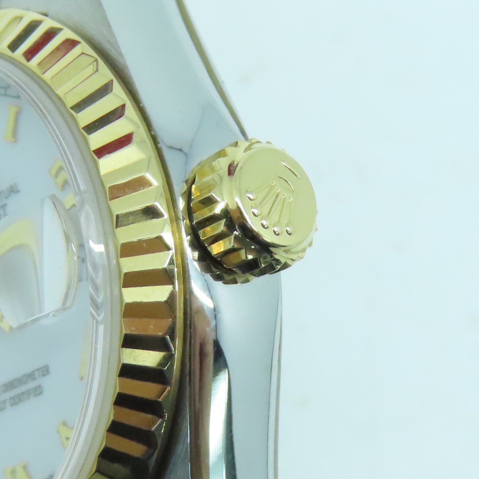 ROLEX Datejust 18K Yellow Gold/Stainless Steel Watch Automatic Movement White