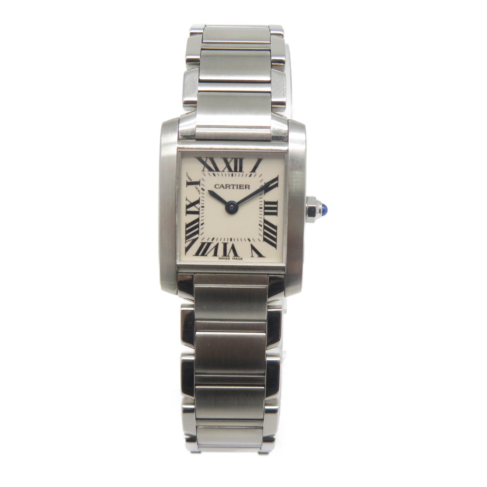 CARTIER Tank Francaise不鏽鋼手錶石英機芯白色