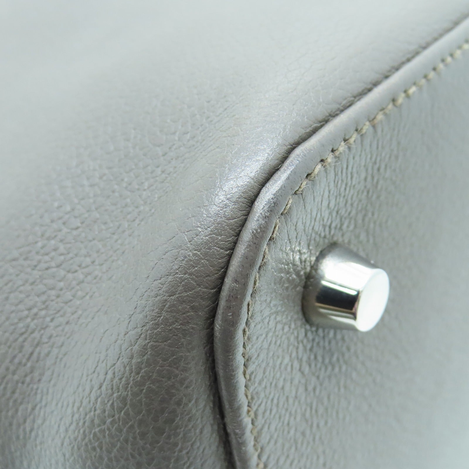 HERMES Evercolor Leather Toolbox 26 Silver Buckle Handle Shoulder Backpack Tin Gray