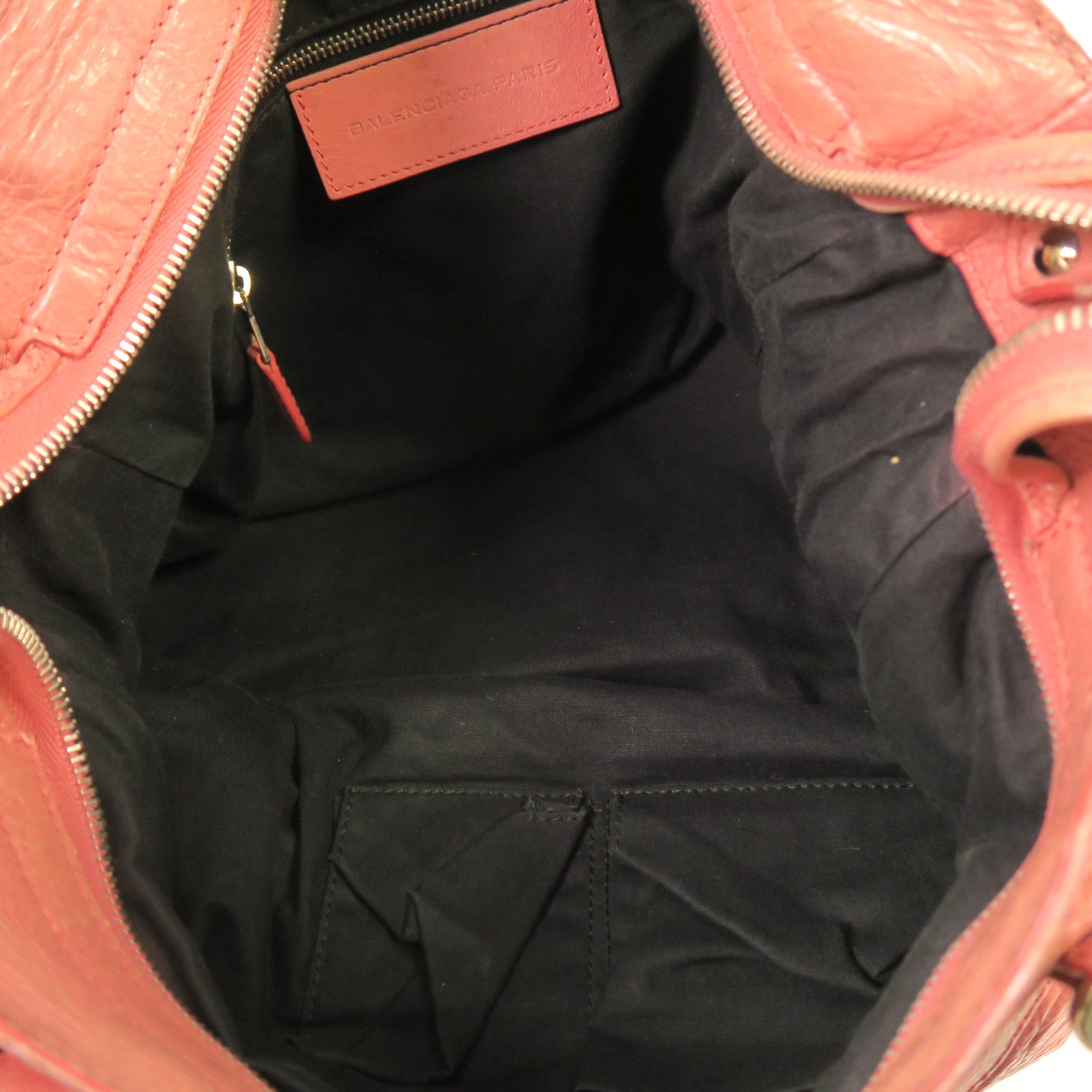 BALENCIAGA 皮革Gaint Velo銀扣手挽肩背兩用袋粉紅色