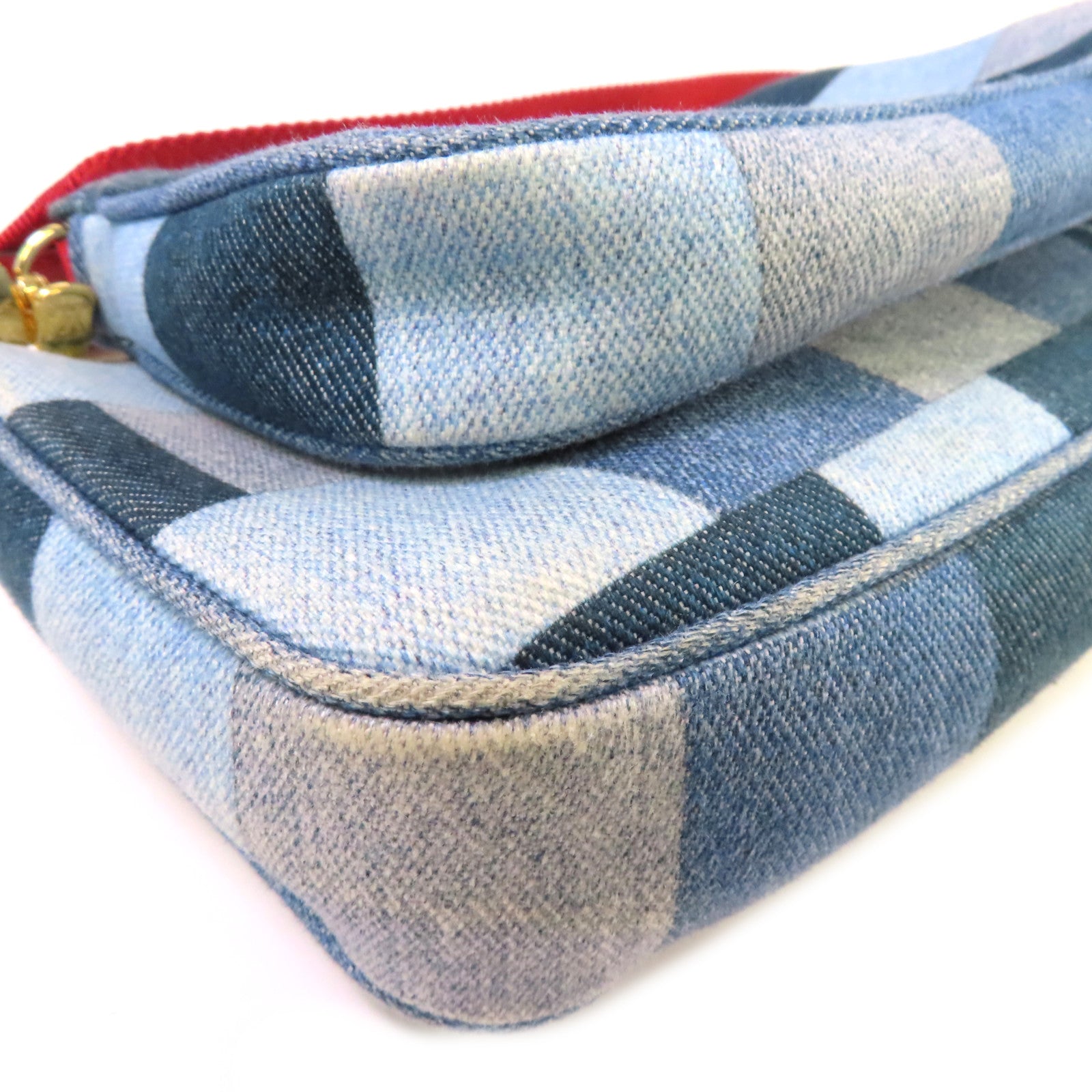 LOUIS VUITTON Monogram Denim Patchwork Multi Pochette Accessoires Shoulder Bag金扣肩背袋藍色/紅色