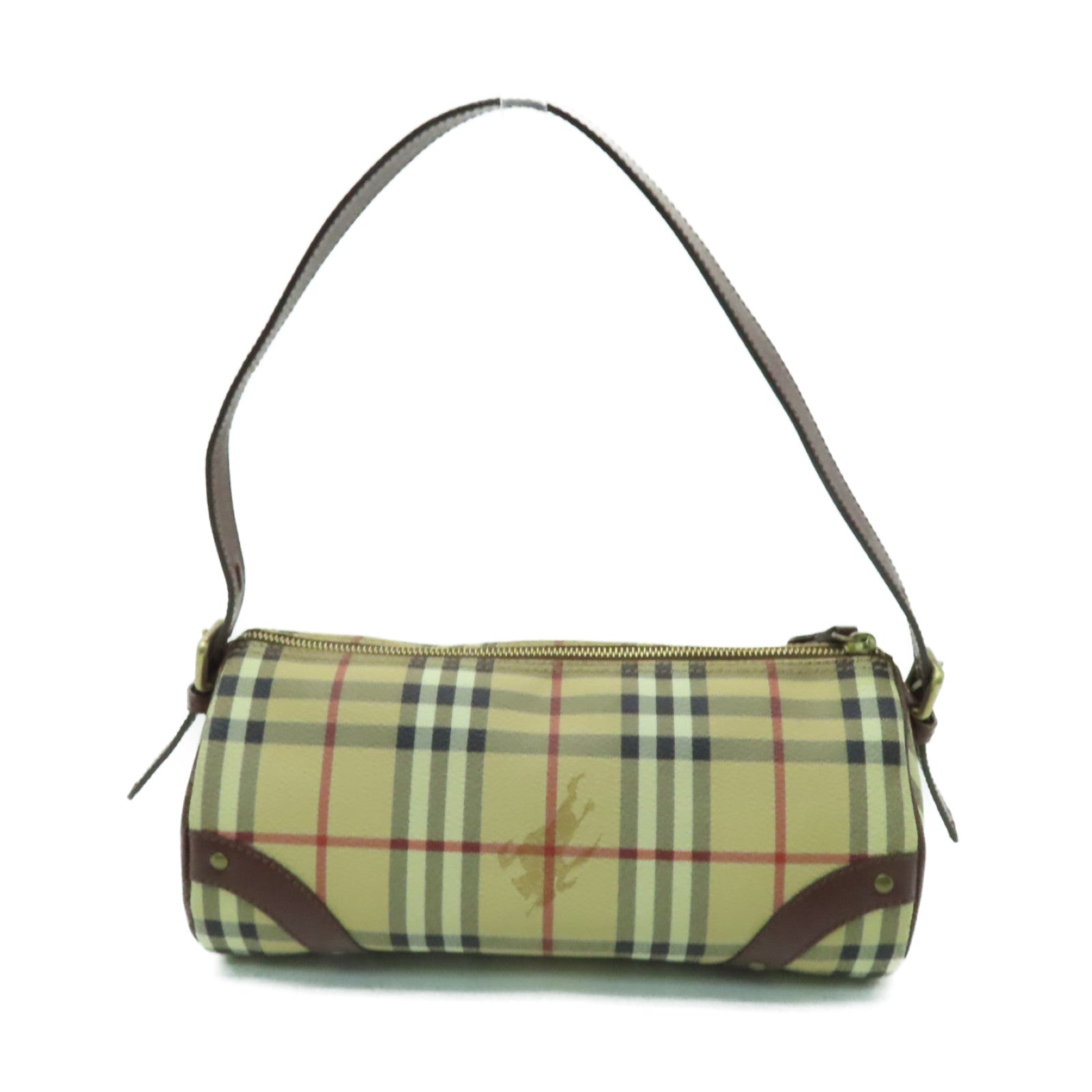 BURBERRY 塗層帆布Shoulder Bag金扣肩背袋啡色
