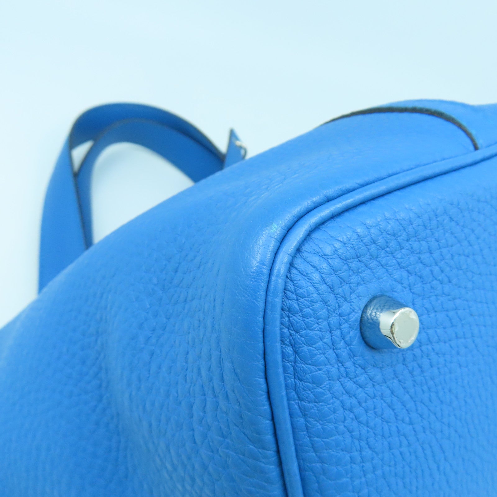 HERMES Clemence皮革Picotin MM銀扣手挽袋Bleu Zanzibar坦桑尼亞藍色