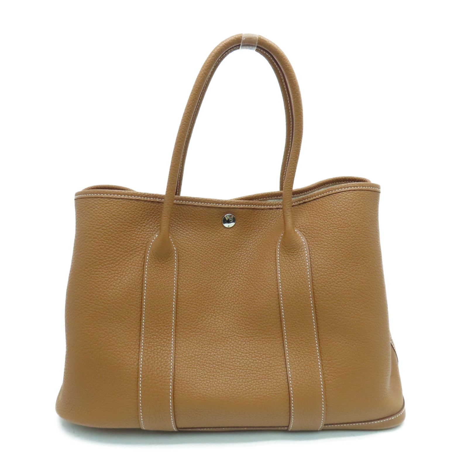 HERMES Negonda Leather Garden Party PM Tote Bag Silver Buckle Gold