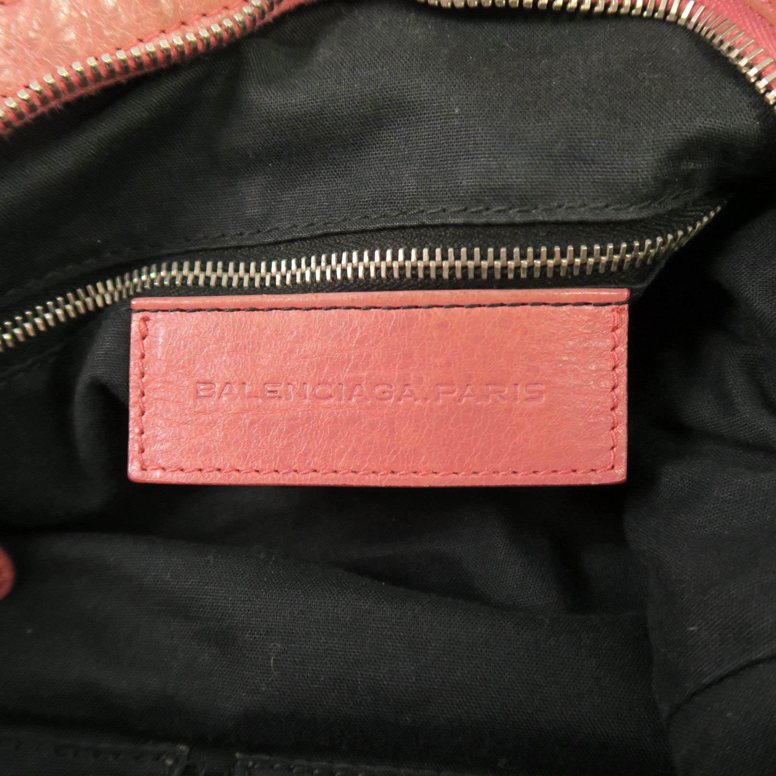 BALENCIAGA 皮革Gaint Velo銀扣手挽肩背兩用袋粉紅色