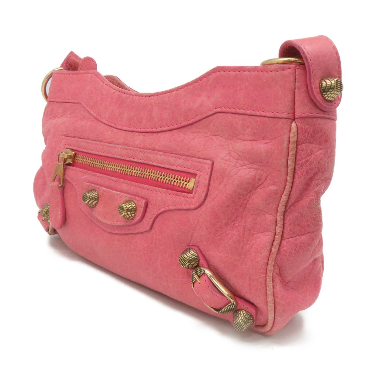 BALENCIAGA Sheepskin Leather Gaint Hip Shoulder Bag Pink