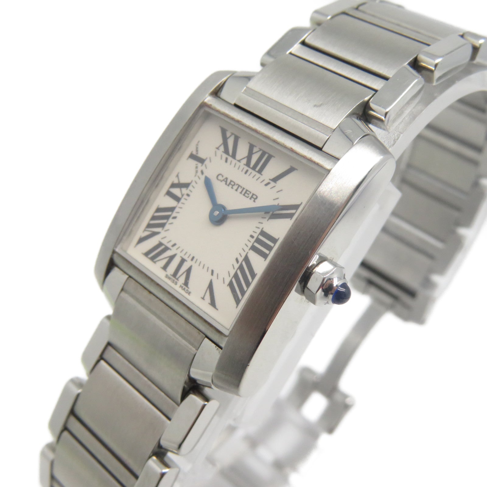 CARTIER Tank Francaise不鏽鋼手錶石英機芯白色