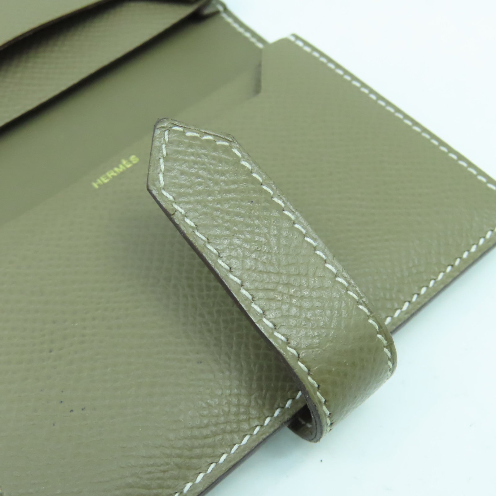 HERMES Epsom皮革Bearn Card Case金扣卡片套Etoupe大象灰色