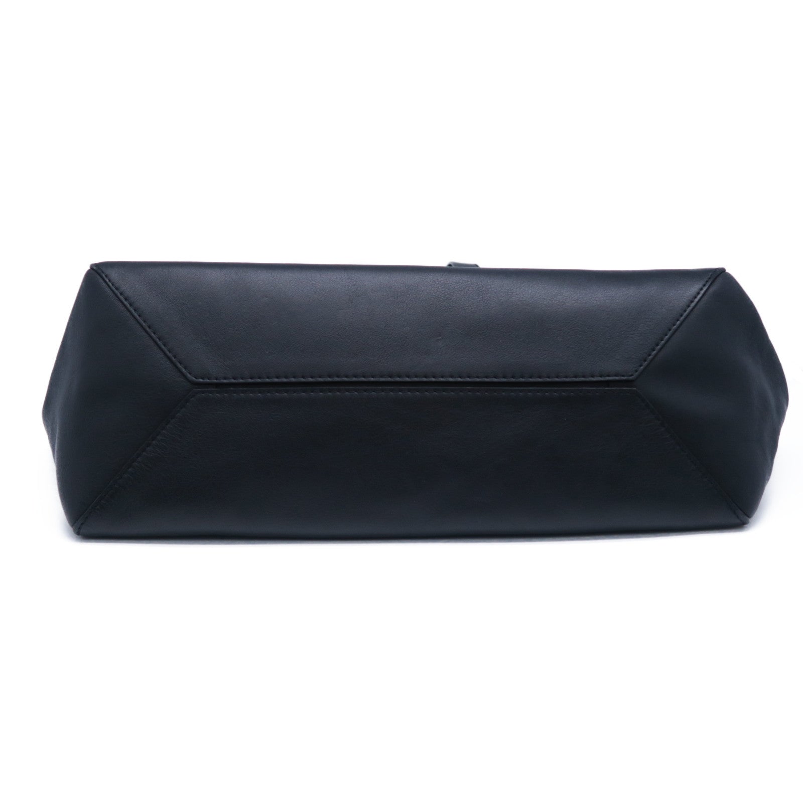 LOEWE 牛皮皮革Tote Bag銀扣肩背袋黑色