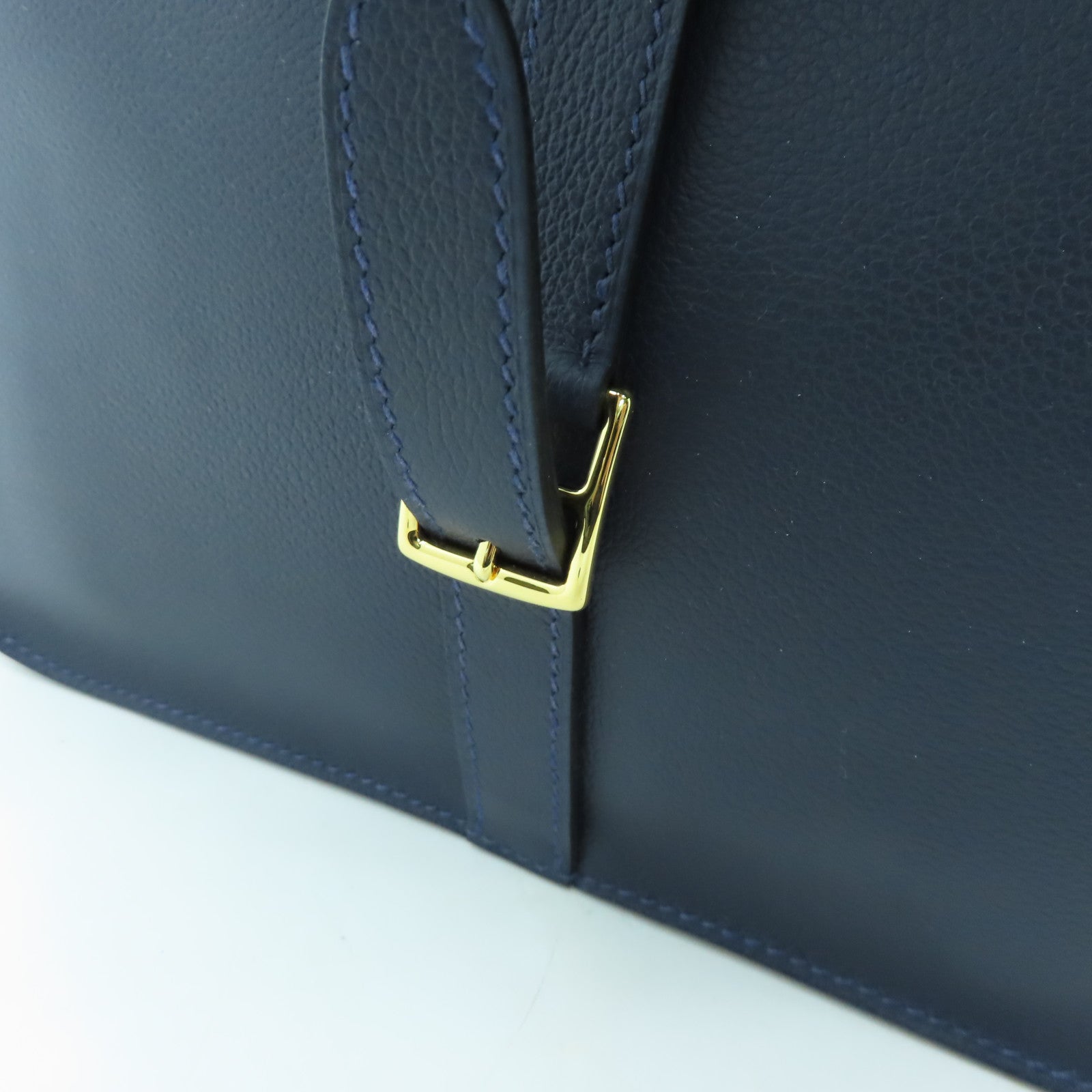 HERMES Evercolor皮革Halzen 25金扣手挽肩背兩用袋藍色