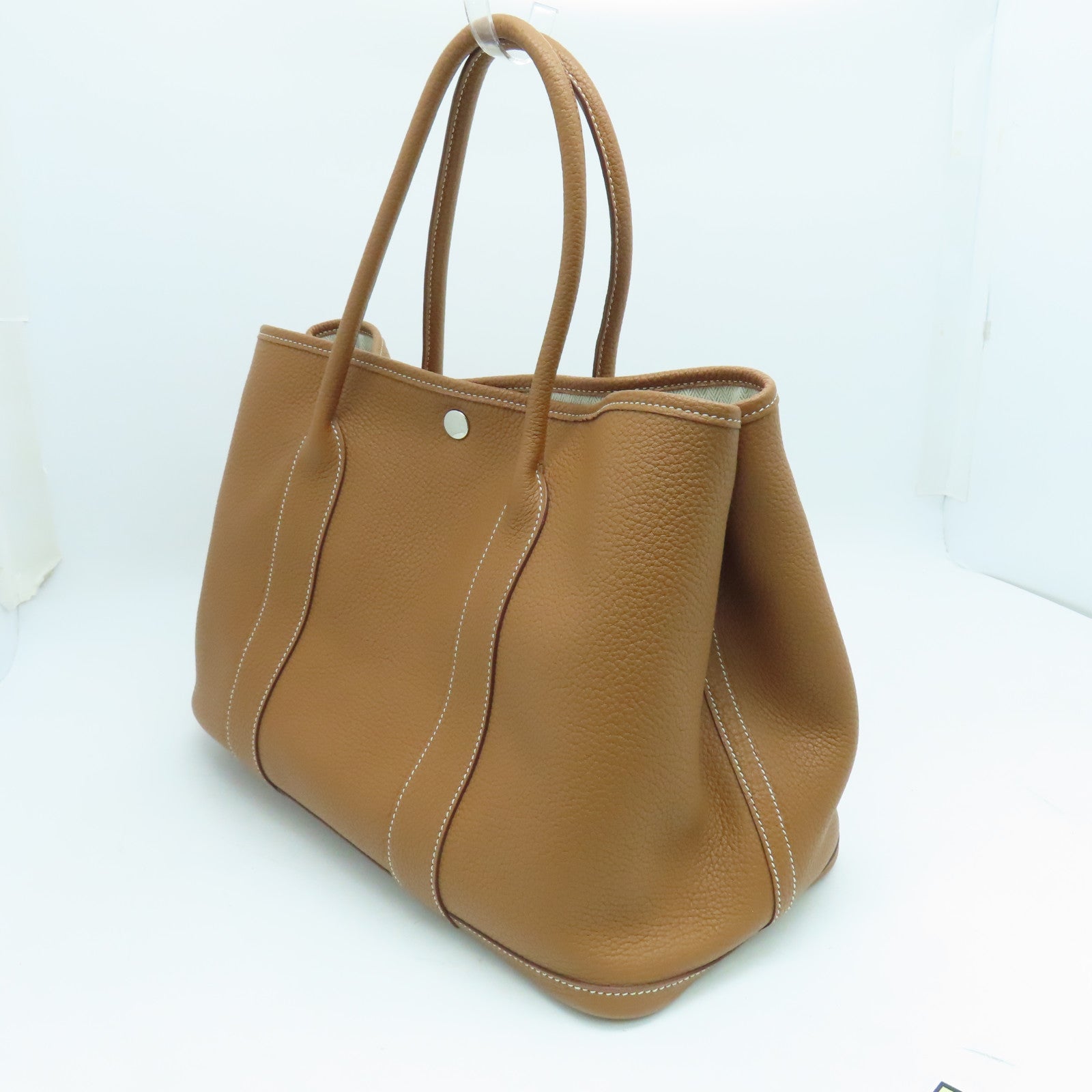 HERMES Negonda Leather Garden Party PM Tote Bag Silver Buckle Gold