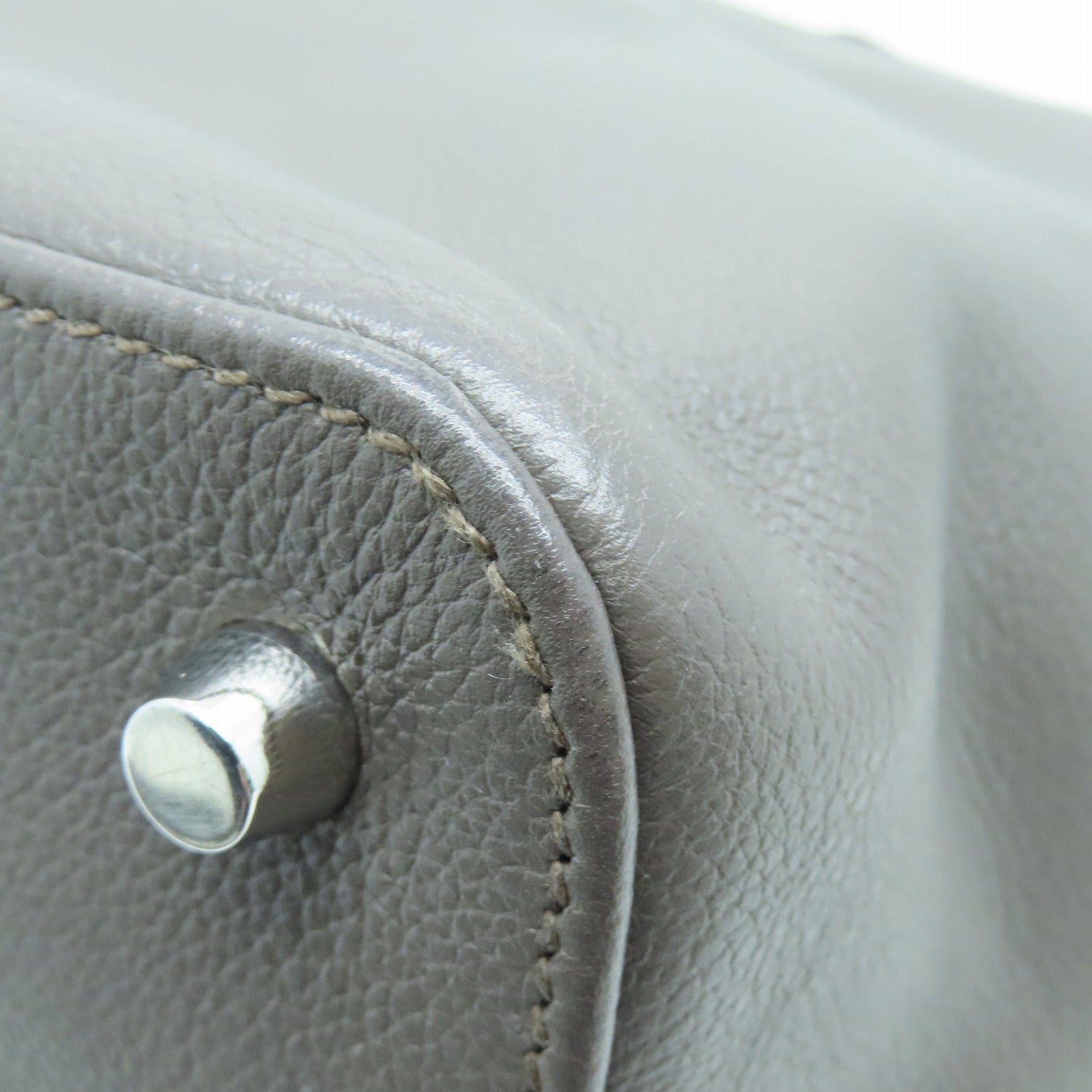 HERMES Evercolor Leather Toolbox 26 Silver Buckle Handle Shoulder Backpack Tin Gray