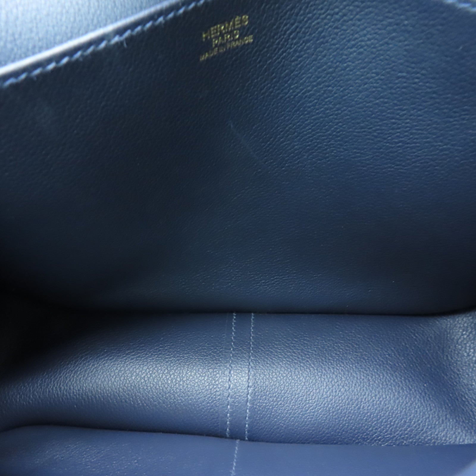 HERMES Evercolor皮革Halzen 25金扣手挽肩背兩用袋藍色