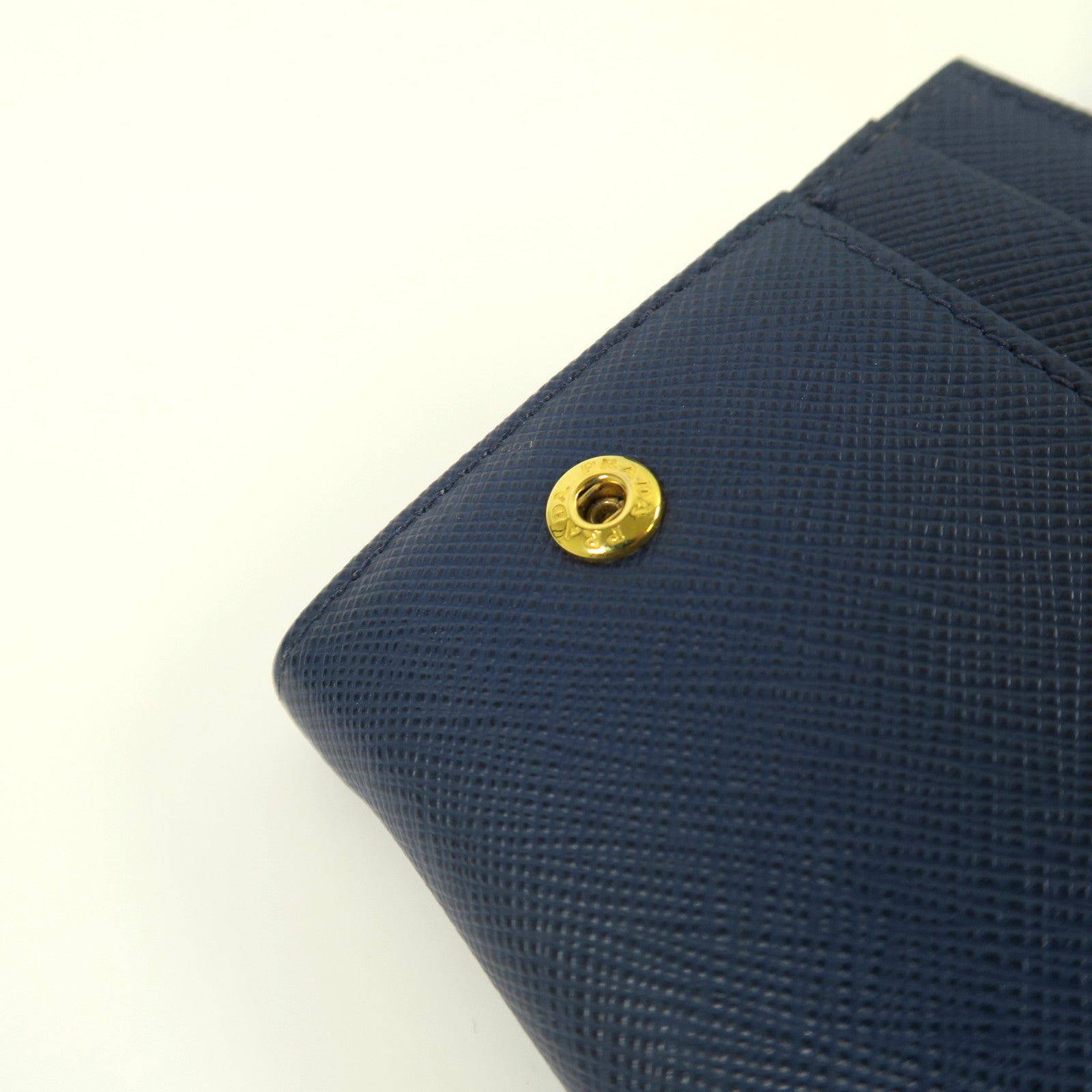 PRADA Saffiano皮革Long Wallet金扣長錢包藍色