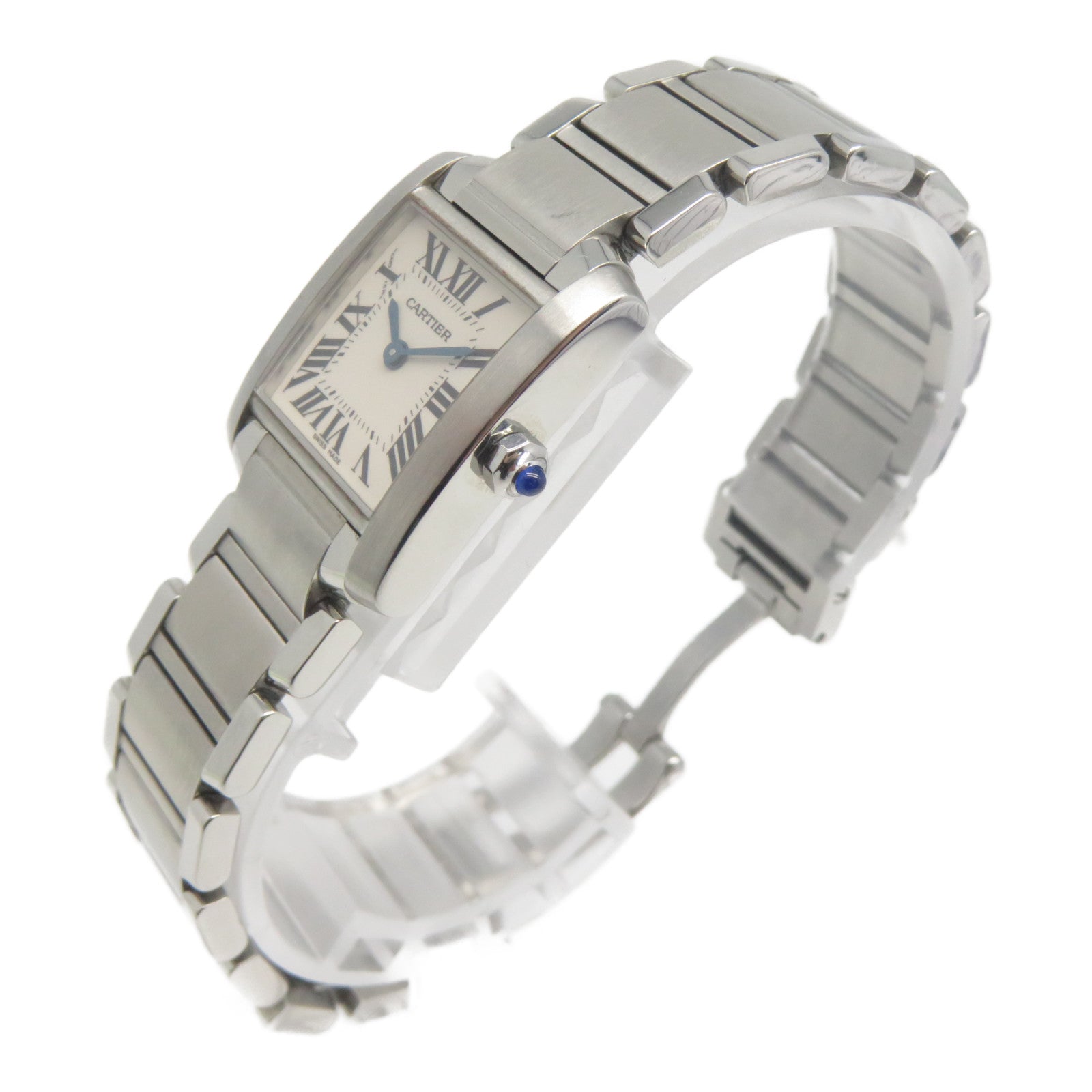 CARTIER Tank Francaise不鏽鋼手錶石英機芯白色