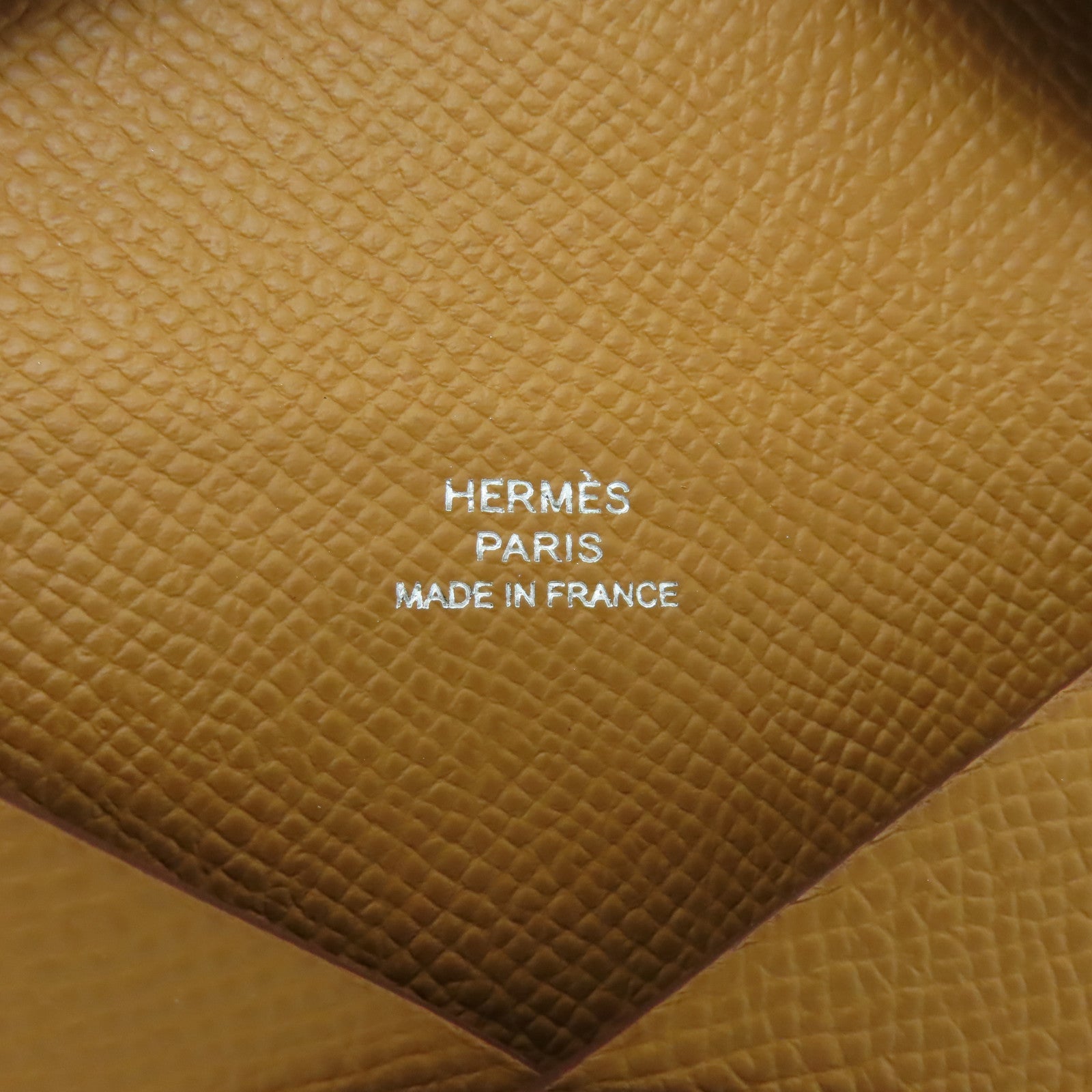 HERMES Epsom皮革Calvi銀扣卡片套啡色