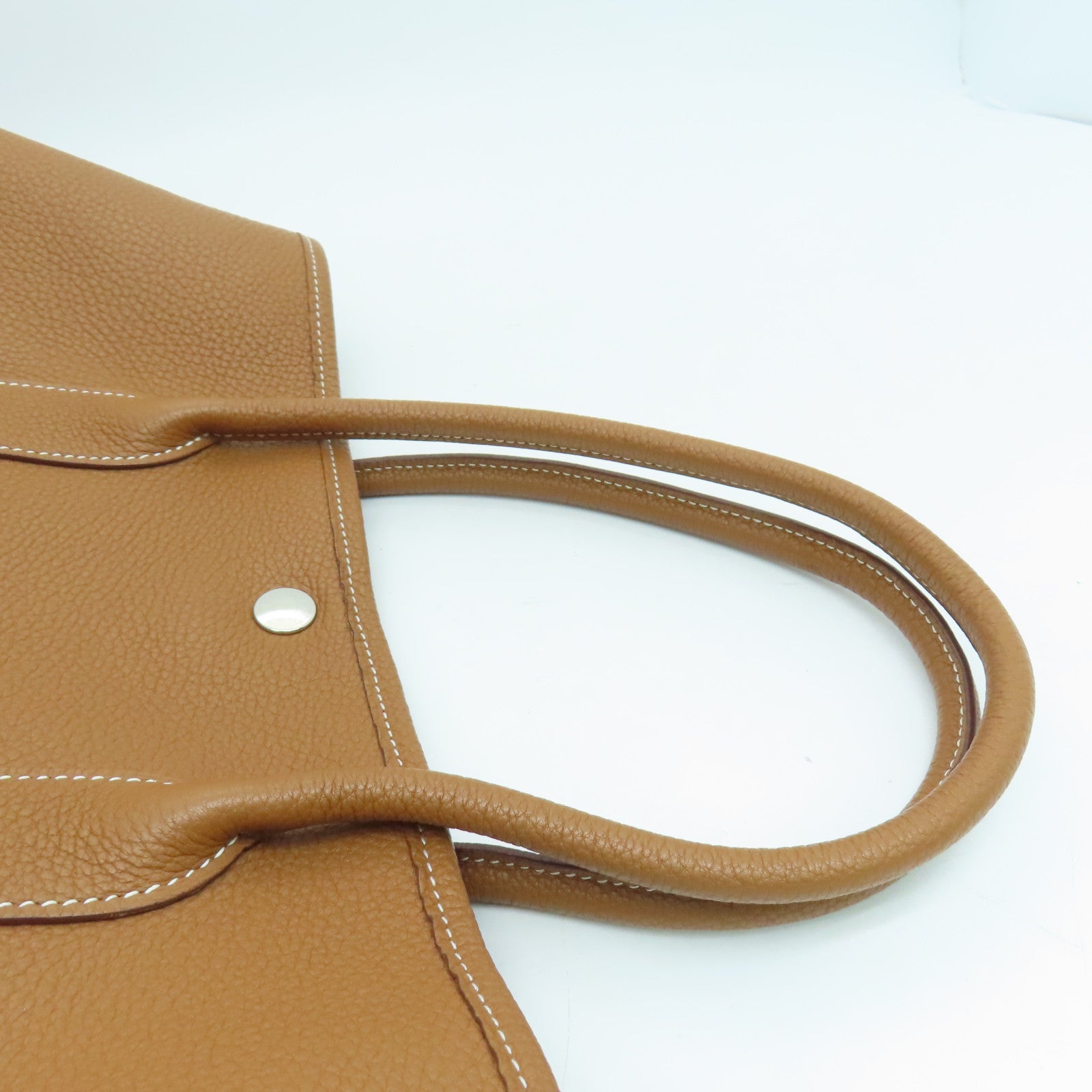HERMES Negonda Leather Garden Party PM Tote Bag Silver Buckle Gold