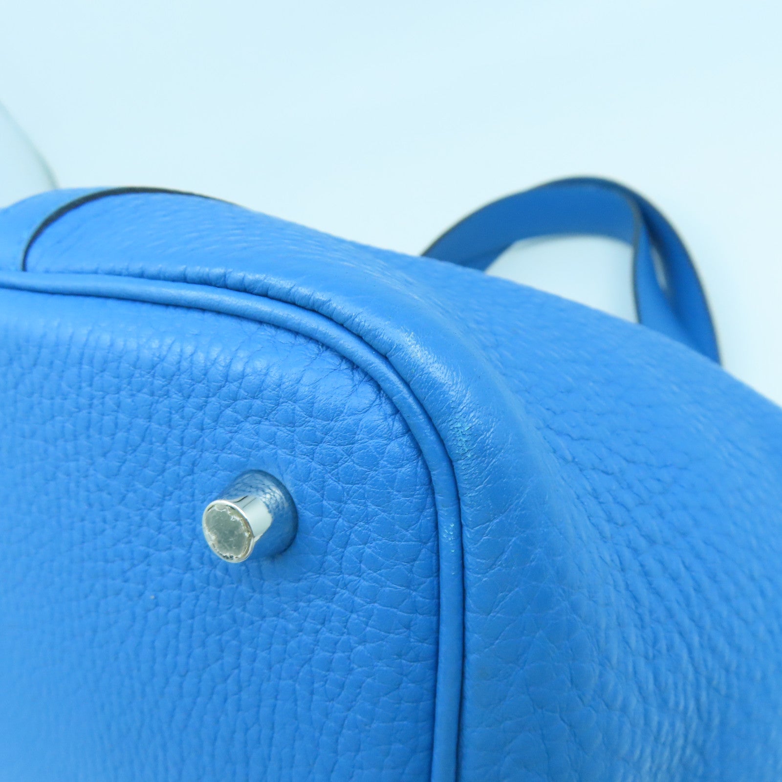 HERMES Clemence皮革Picotin MM銀扣手挽袋Bleu Zanzibar坦桑尼亞藍色