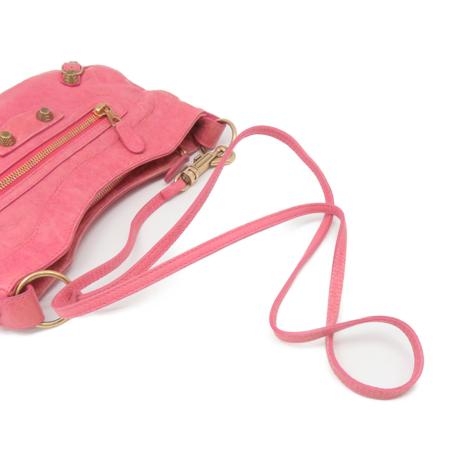 BALENCIAGA Sheepskin Leather Gaint Hip Shoulder Bag Pink