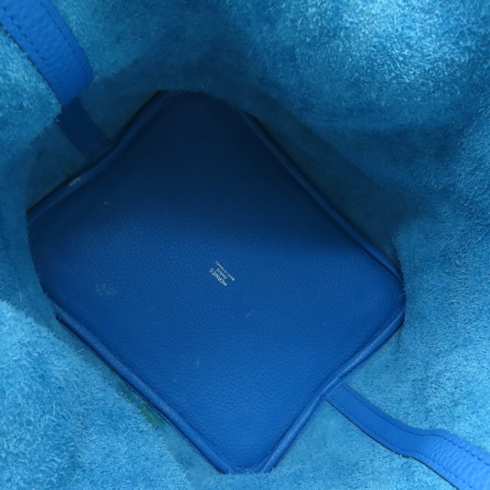 HERMES Clemence皮革Picotin MM銀扣手挽袋Bleu Zanzibar坦桑尼亞藍色