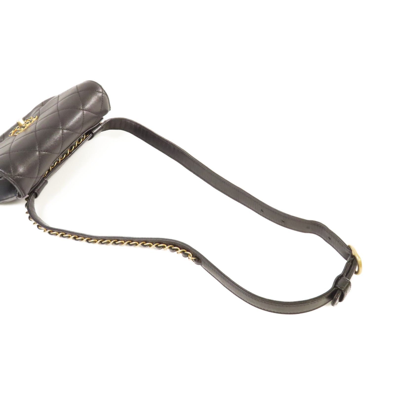 CHANEL 菱格牛皮皮革Waist Bag金扣腰包黑色– Brand Off Hong