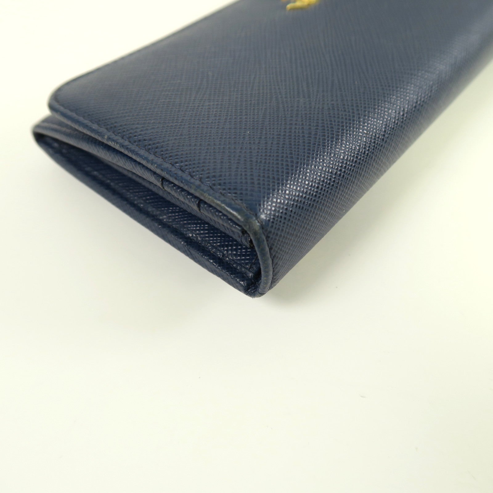 PRADA Saffiano皮革Long Wallet金扣長錢包藍色