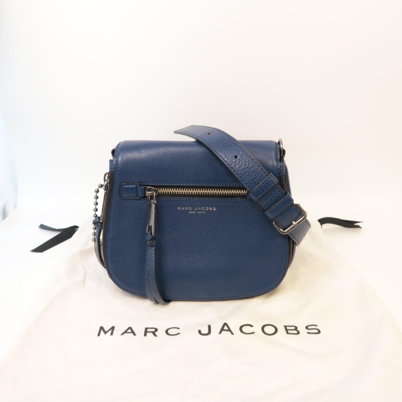 MARC JACOBS 牛皮皮革Shoulder Bag銀扣肩背袋藍色