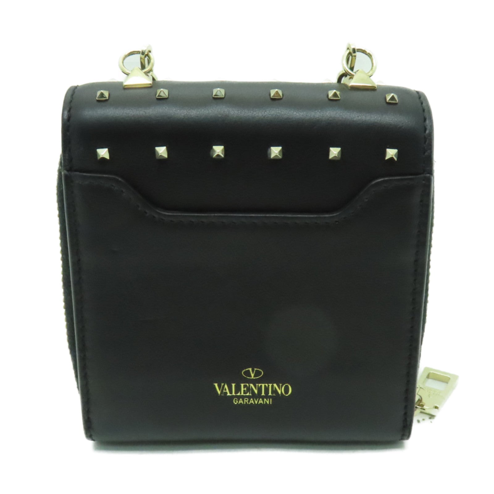 Valentino 【激減優惠】牛皮皮革Coin Case金扣零錢包黒色