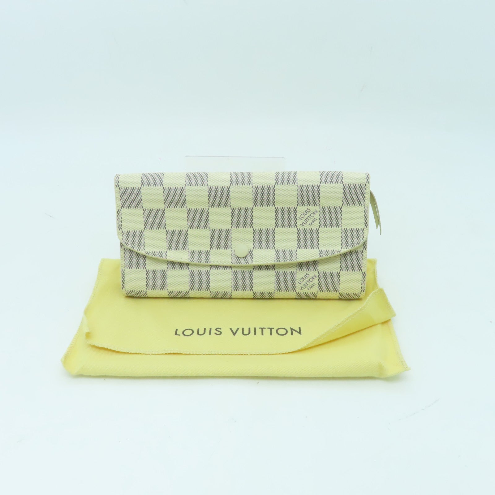 LOUIS VUITTON Damier Azur Portofoille Emily金扣長錢包白色