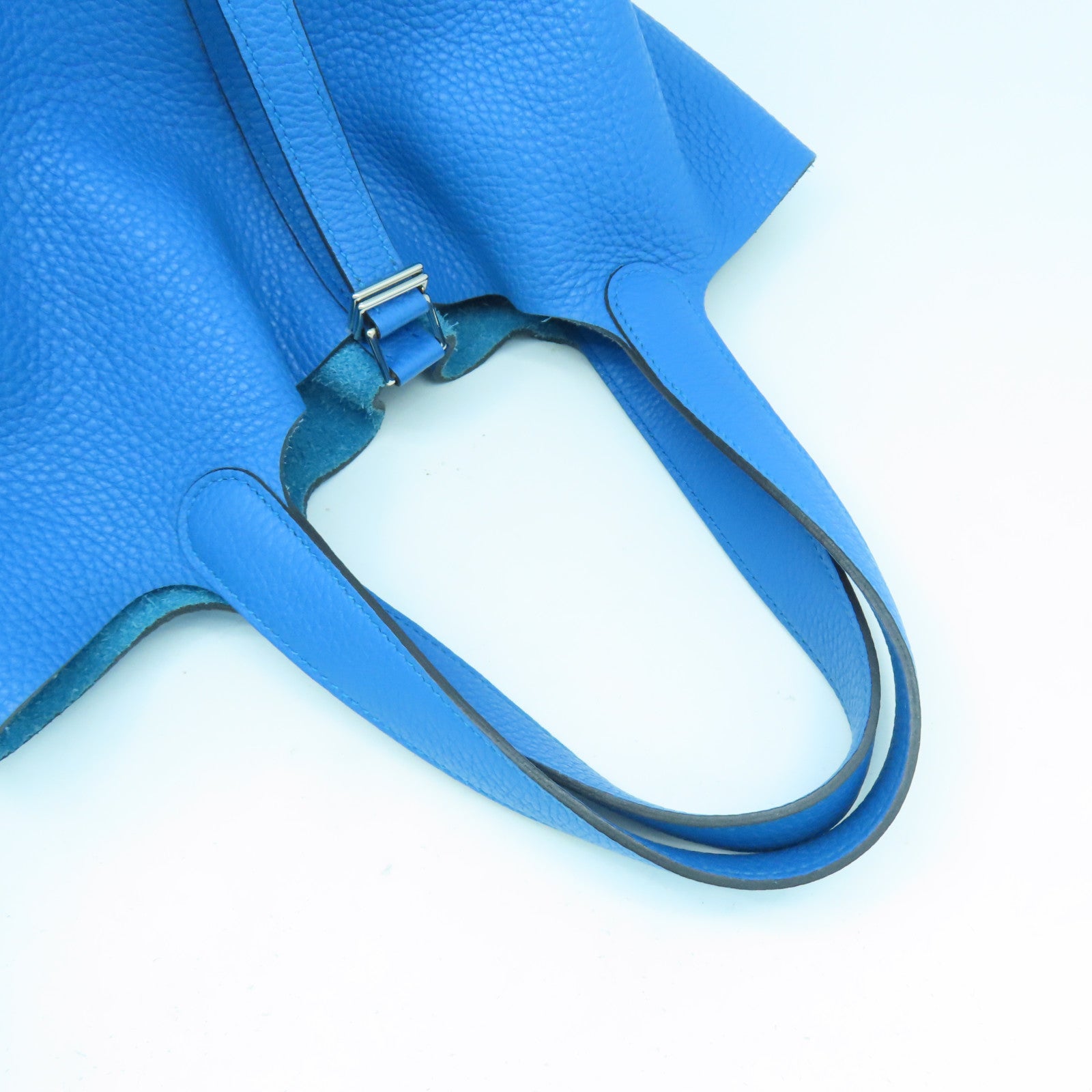 HERMES Clemence皮革Picotin MM銀扣手挽袋Bleu Zanzibar坦桑尼亞藍色