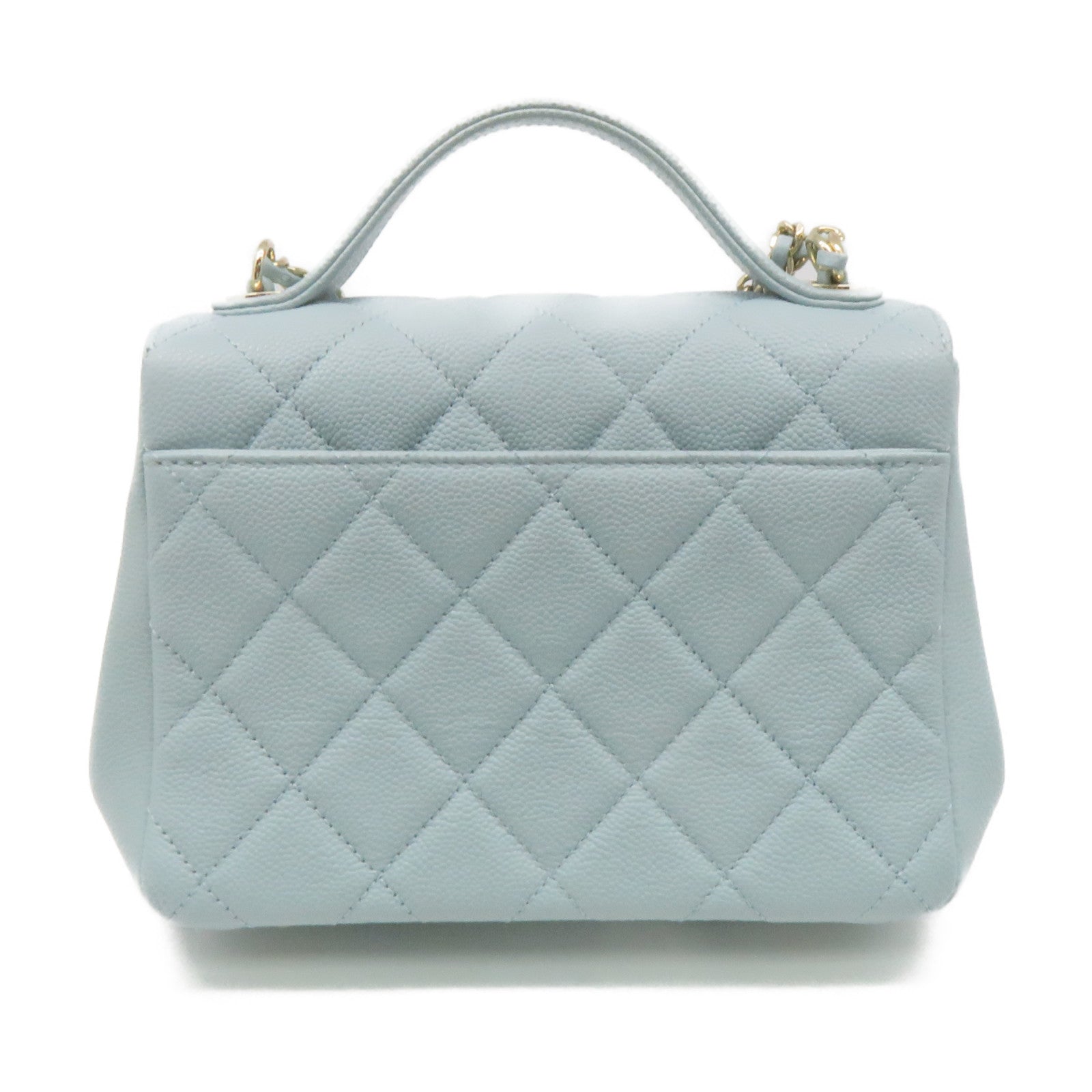 CHANEL 菱格Caviar皮革2Way Chain Shoulder Bag金扣链带肩背袋湖绿色