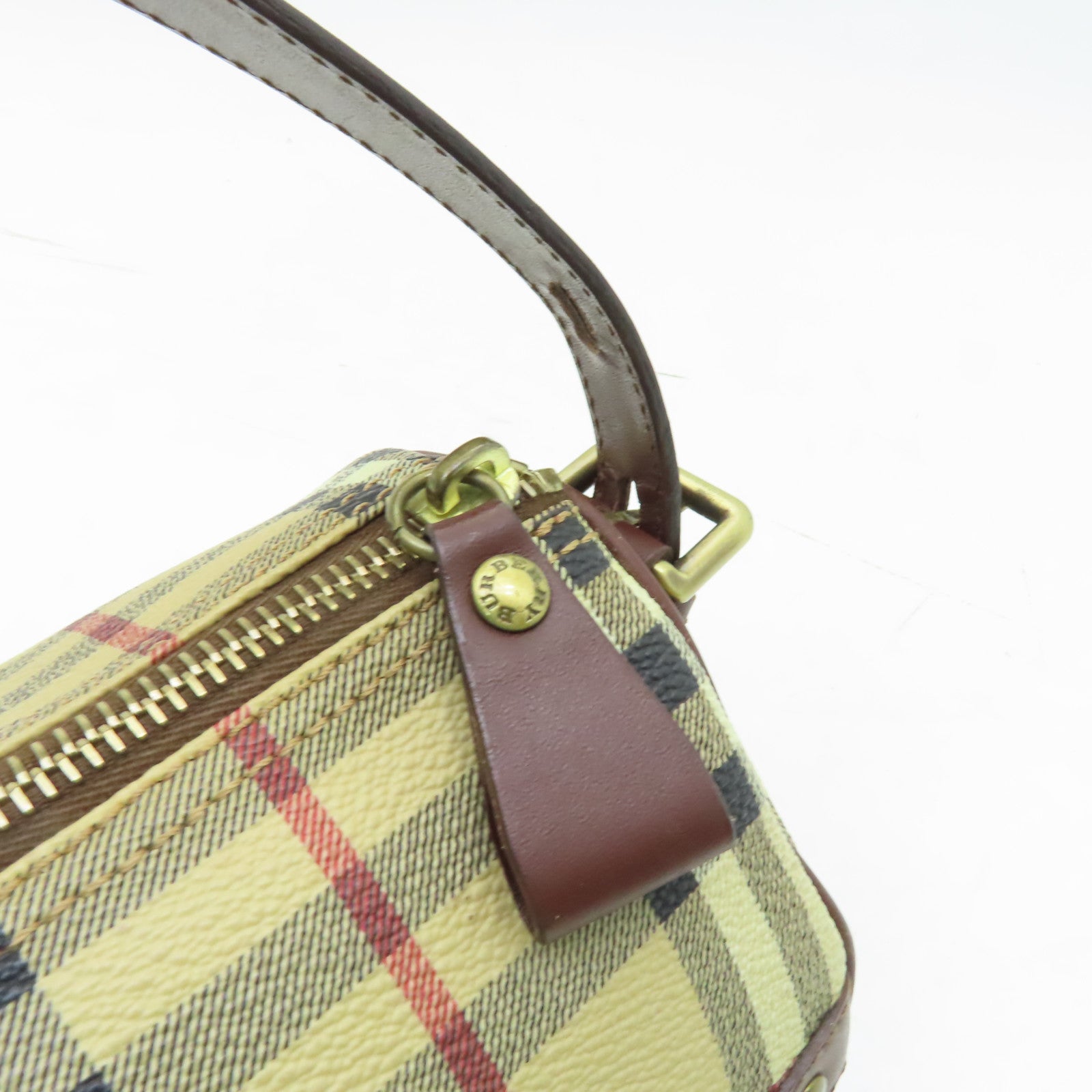 BURBERRY 塗層帆布Shoulder Bag金扣肩背袋啡色