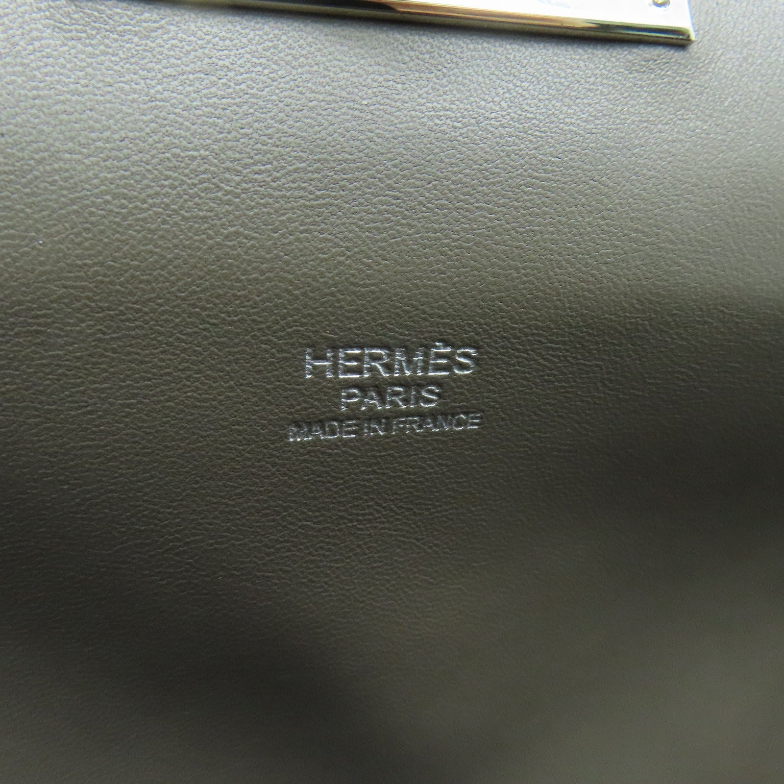 HERMES Evercolor Leather Toolbox 26 Silver Buckle Handle Shoulder Backpack Tin Gray