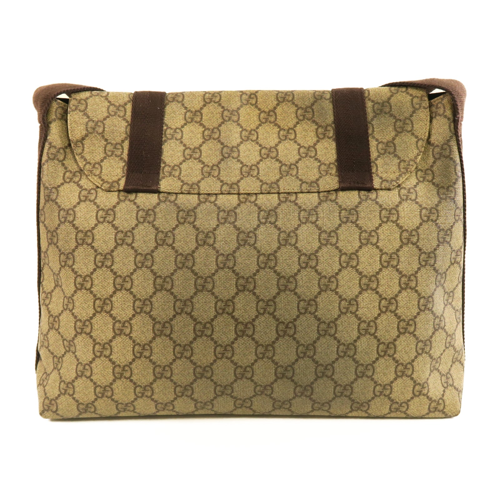 GUCCI 塗層帆布Shoulder Bag銀扣肩背袋啡色