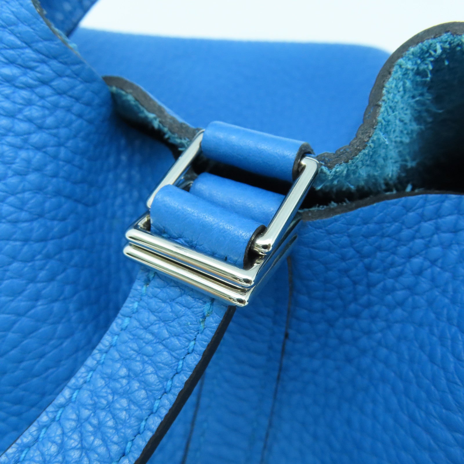 HERMES Clemence皮革Picotin MM銀扣手挽袋Bleu Zanzibar坦桑尼亞藍色