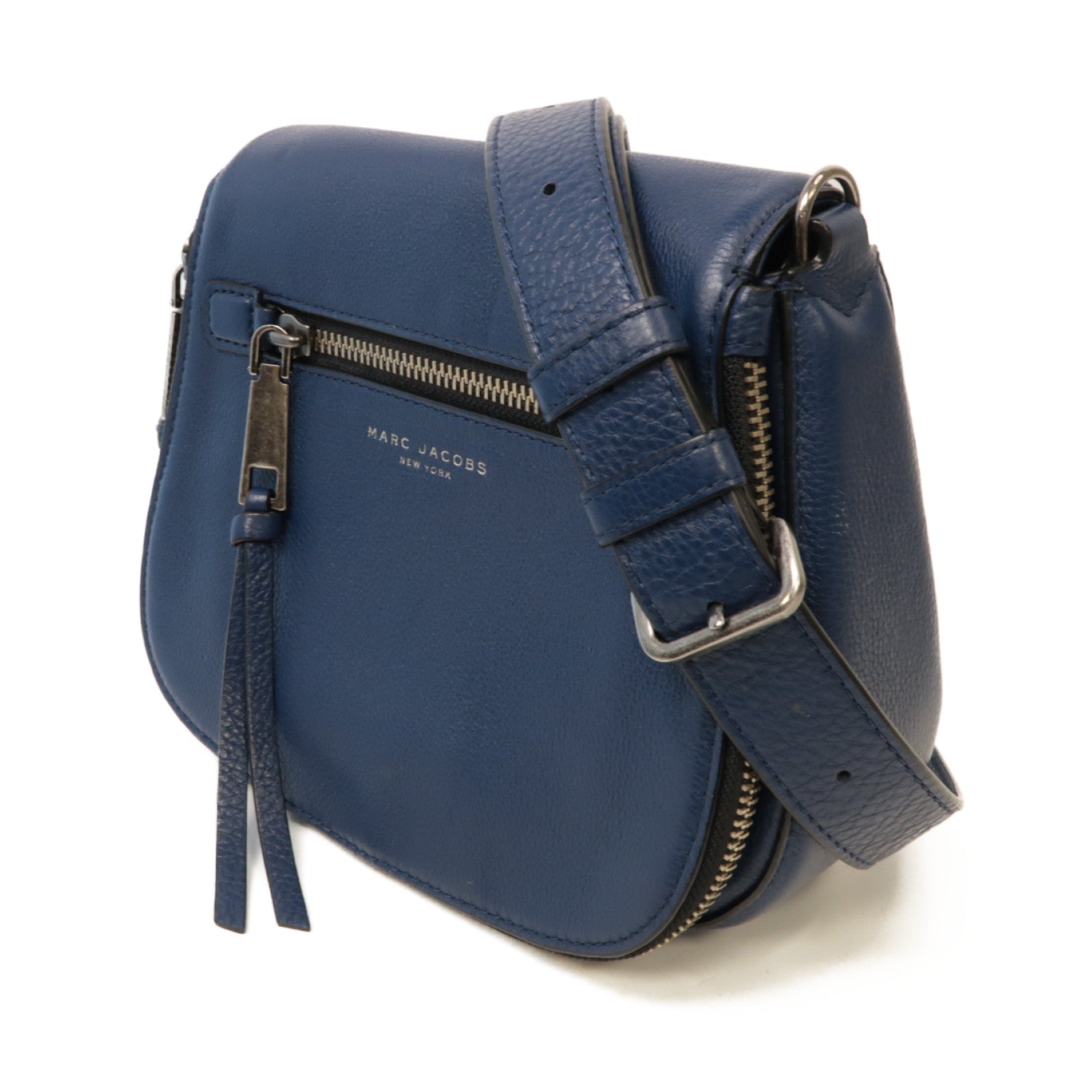 MARC JACOBS 牛皮皮革Shoulder Bag銀扣肩背袋藍色