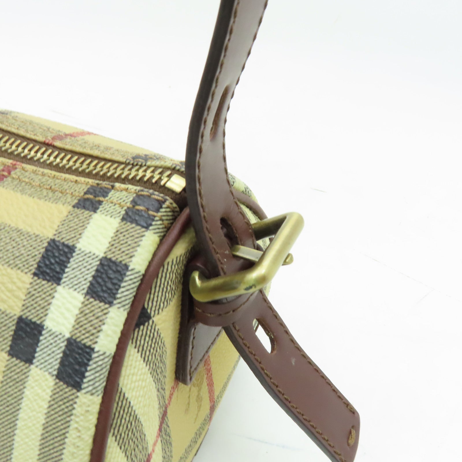 BURBERRY 塗層帆布Shoulder Bag金扣肩背袋啡色