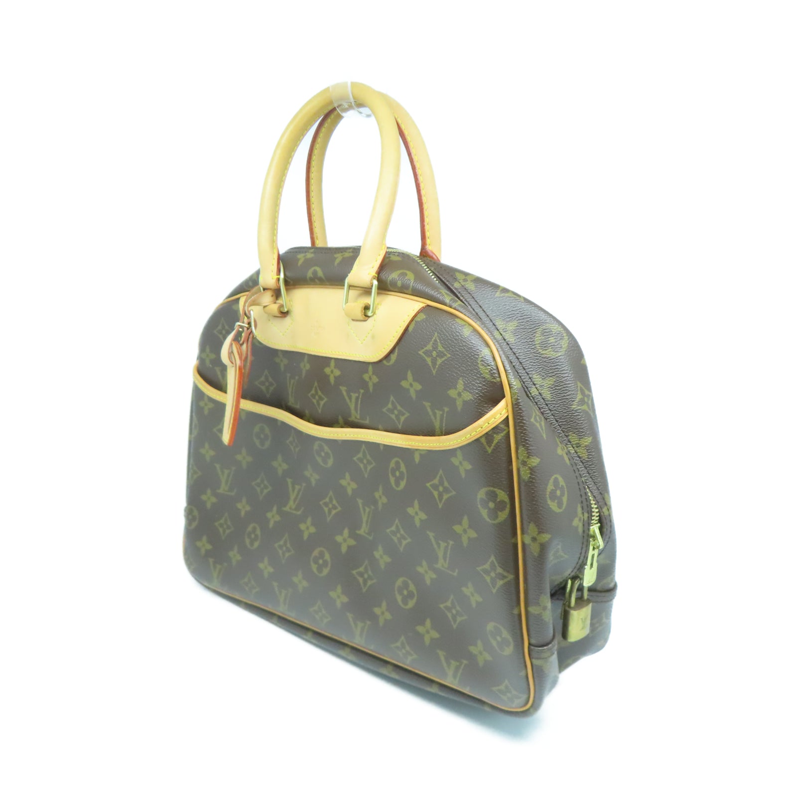 LOUIS VUITTON Monogram Deauville GM金扣手挽袋棕色