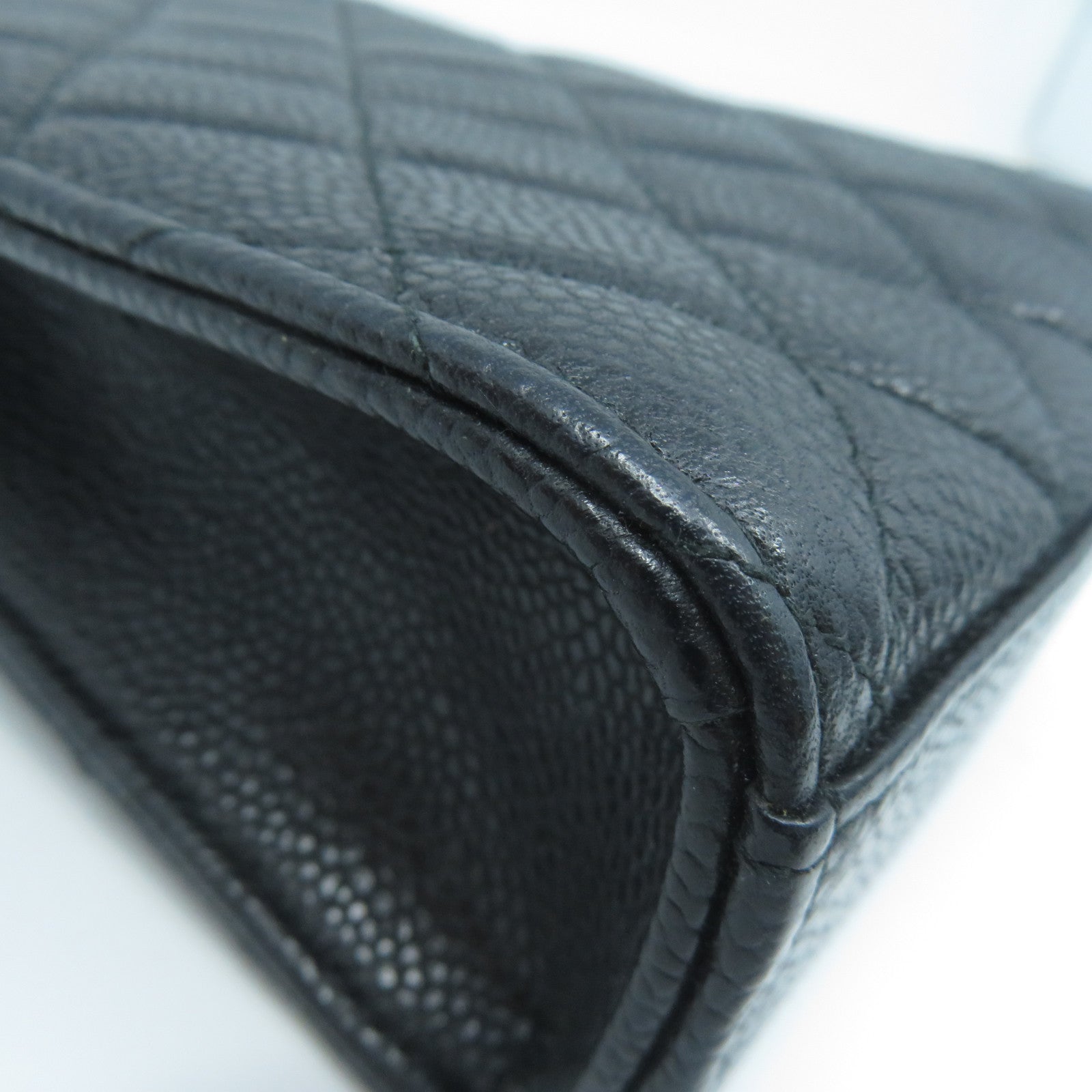 CHANEL 菱格Caviar皮革Chain Shoulder金扣鏈帶肩背袋黑色